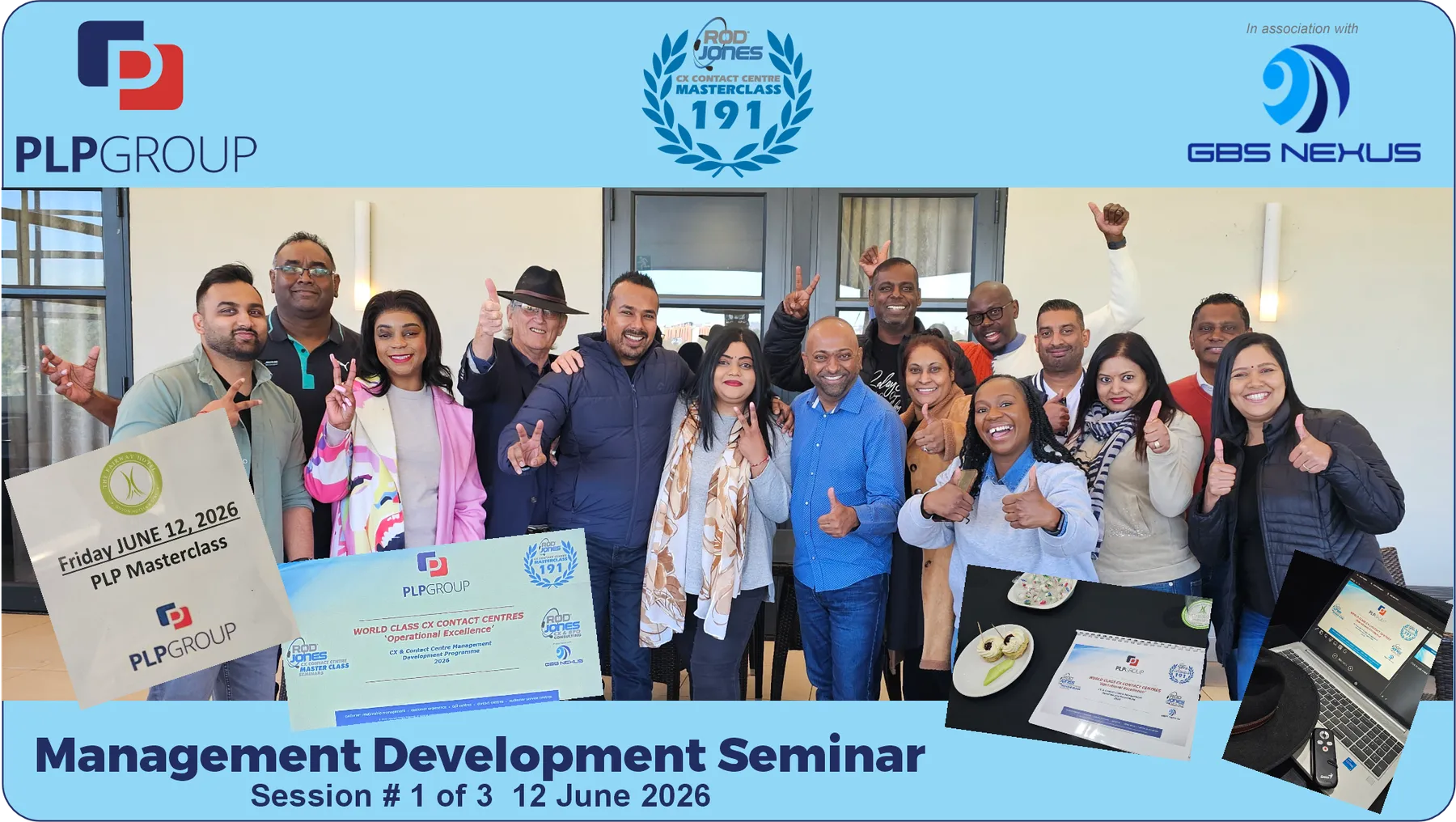 Rod Jones with delegates at the PLP Group Management Development Seminar, his 191st MasterClass, June 2026